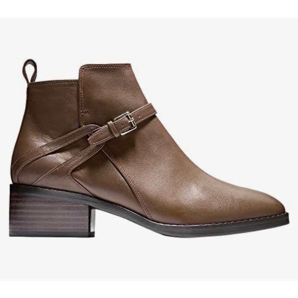 Cole Haan Etta Bootie II Grand OS Ankle Boots  Brown Leather Buckle Size 10.5